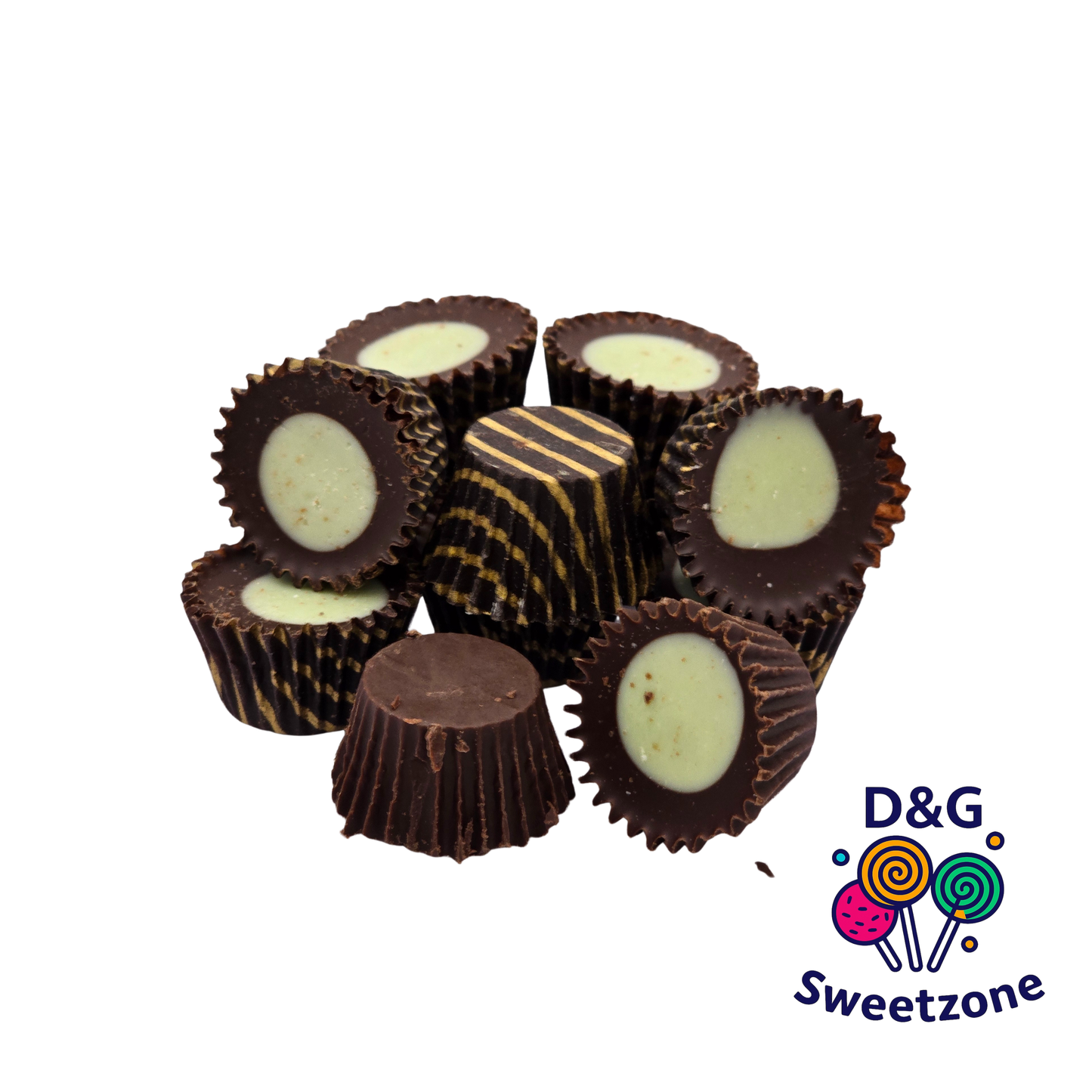 Monmore Mint Icy Cups - chocolate-flavoured candy cups with refreshing mint cream centres"