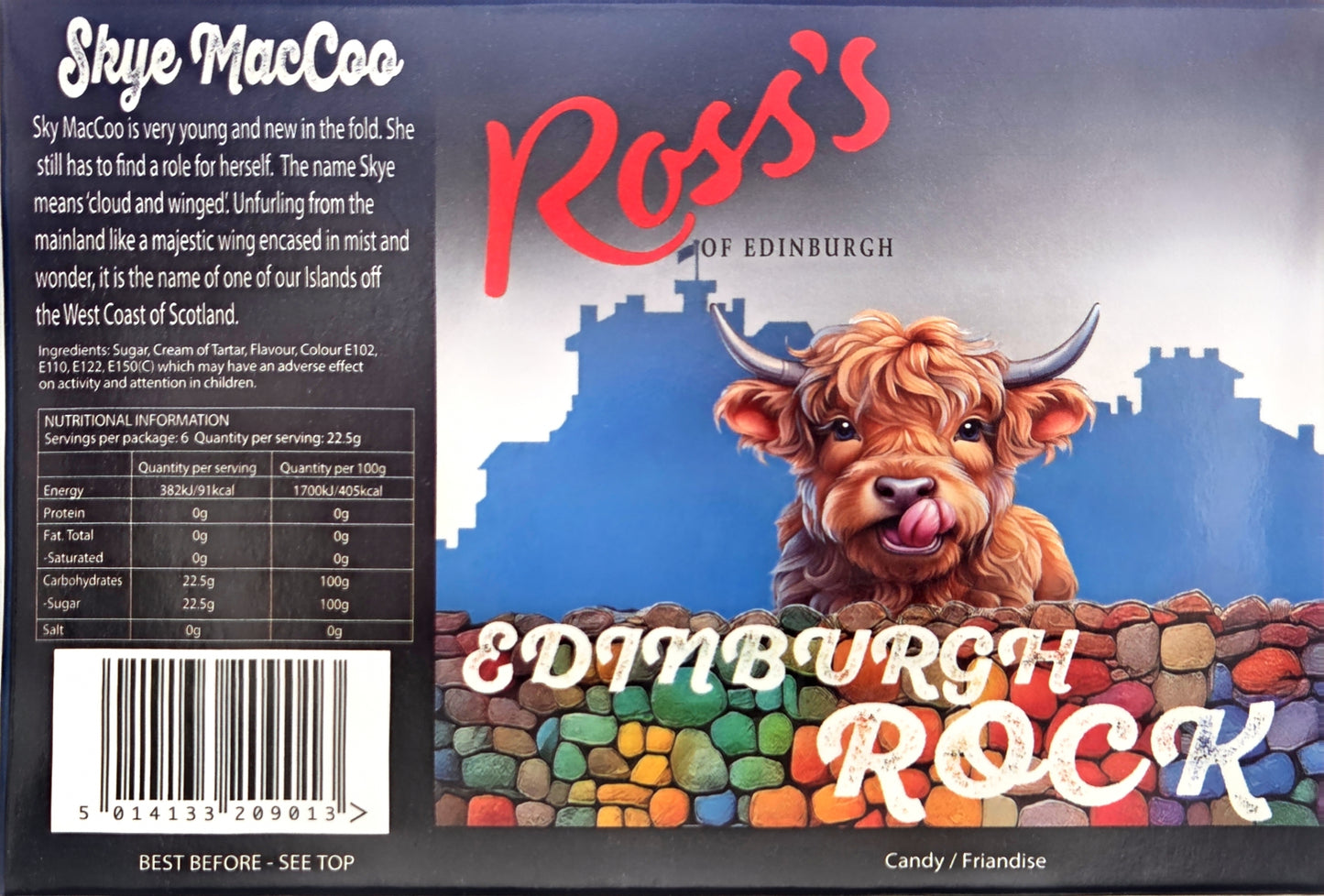 Ross's Skye MacCoo Edinburgh Rock label with ingredients