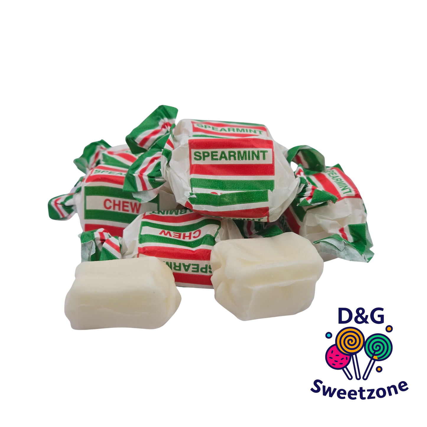 The Real Candy Co Spearmint Chews - vegetarian spearmint chew sweets