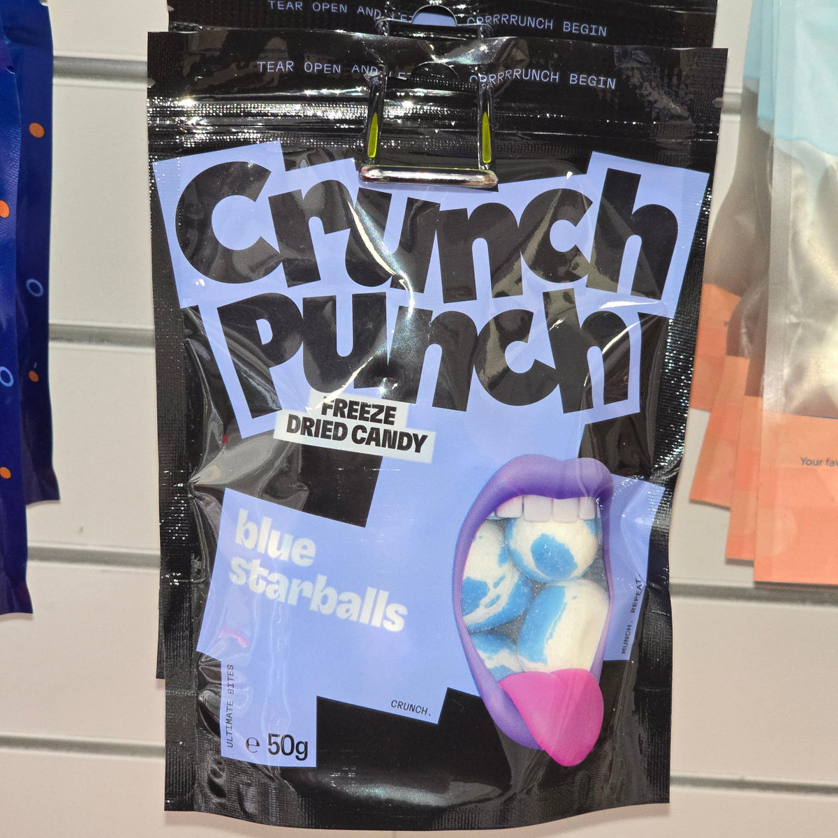 Crunch Punch Blue Starballs (50g) - Crunchy blue candy balls with fruity flavour