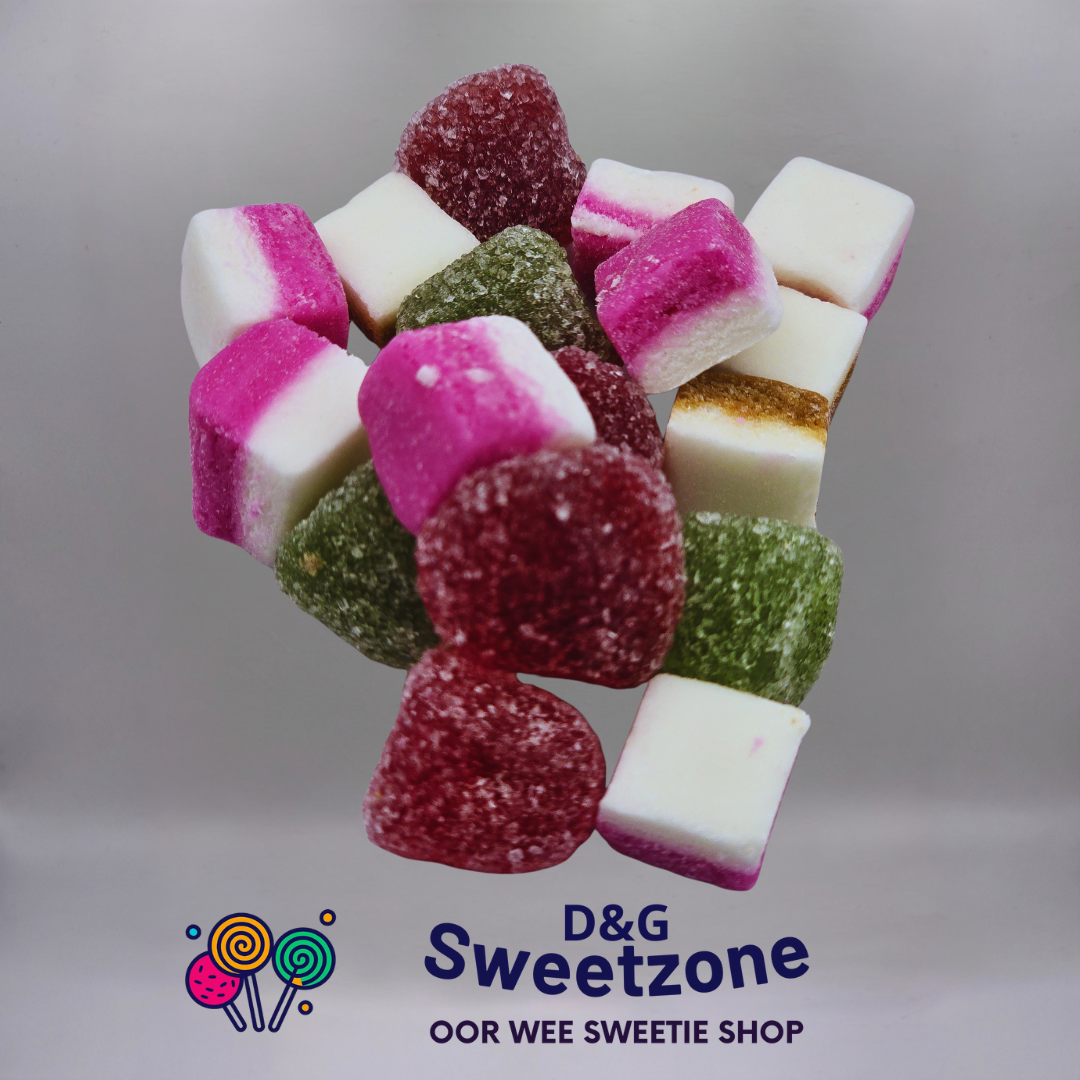 Barratt Dolly Mixture – soft fondant and chewy jelly sweets in pastel colours, retro pick n mix at D&G Sweetzone, Stirling