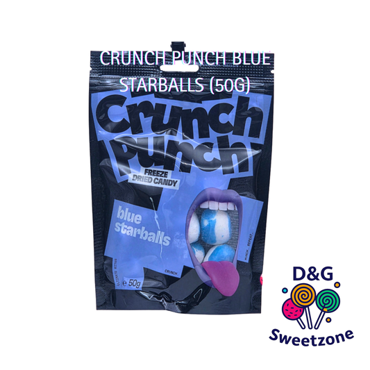 Crunch Punch Blue Starballs - blue fizzy jawbreaker sweets
