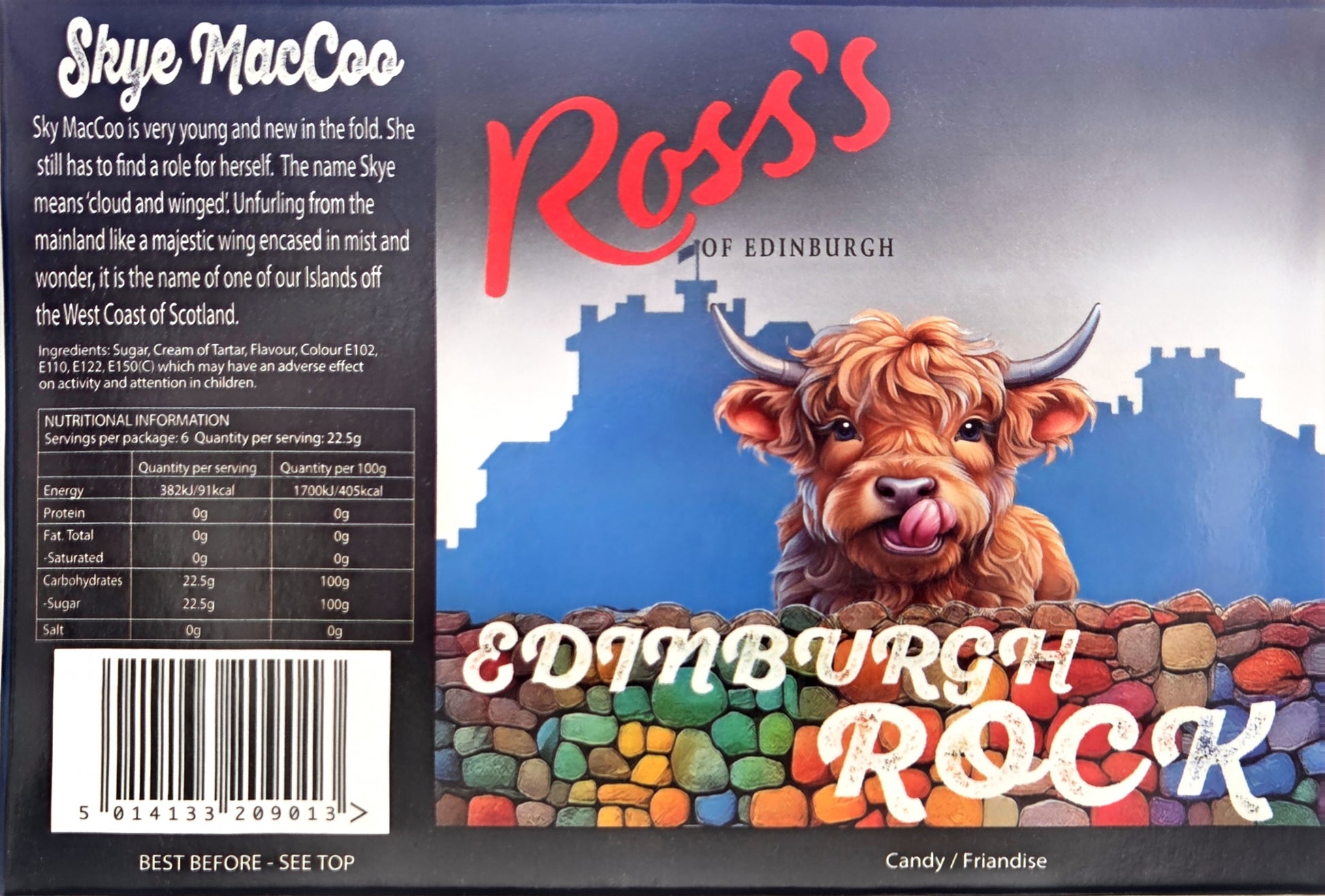 Ross's Skye MacCoo Edinburgh Rock label with ingredients