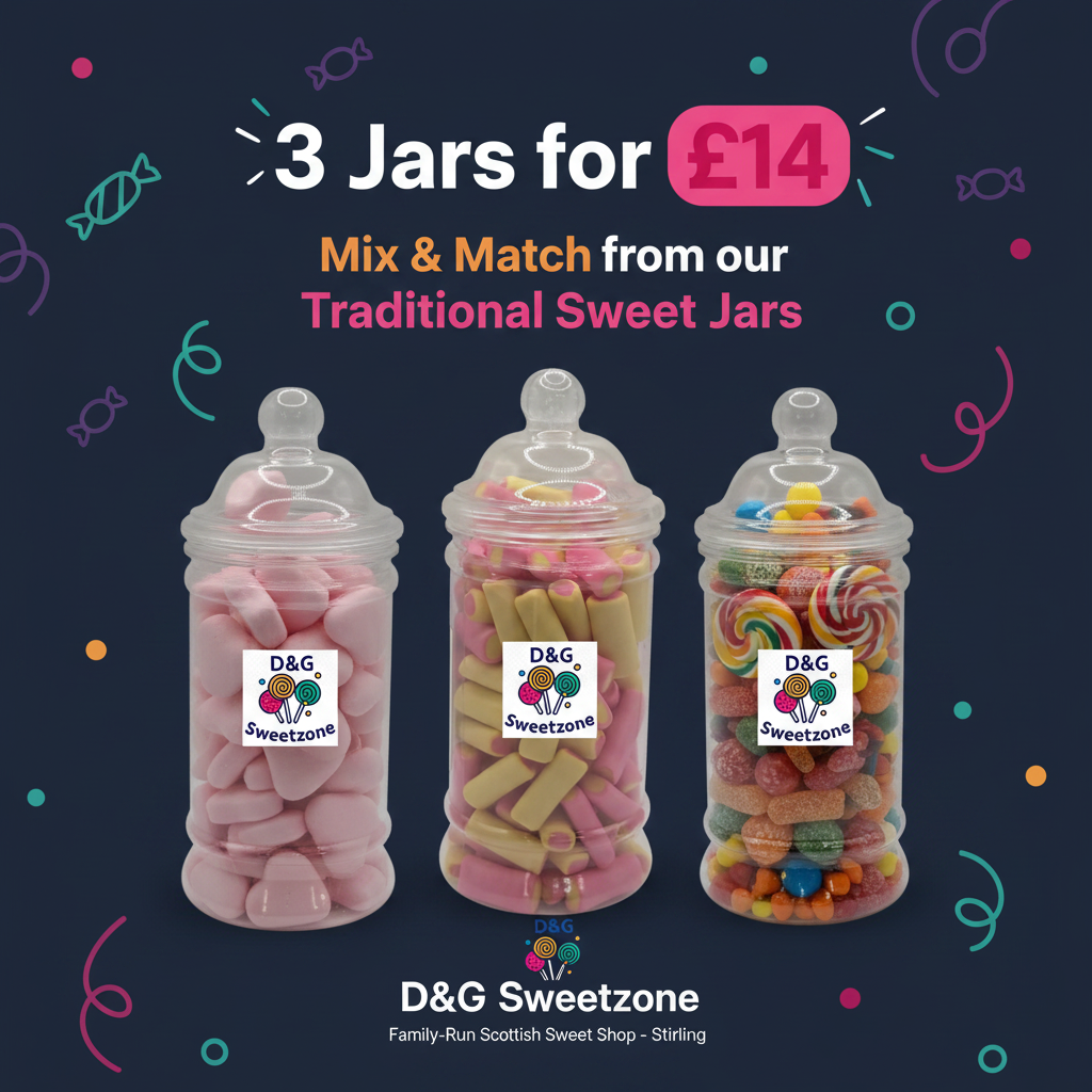 Three Wee Victorian Sweet Jars – gift jar bundle at D&G Sweetzone, Stirling