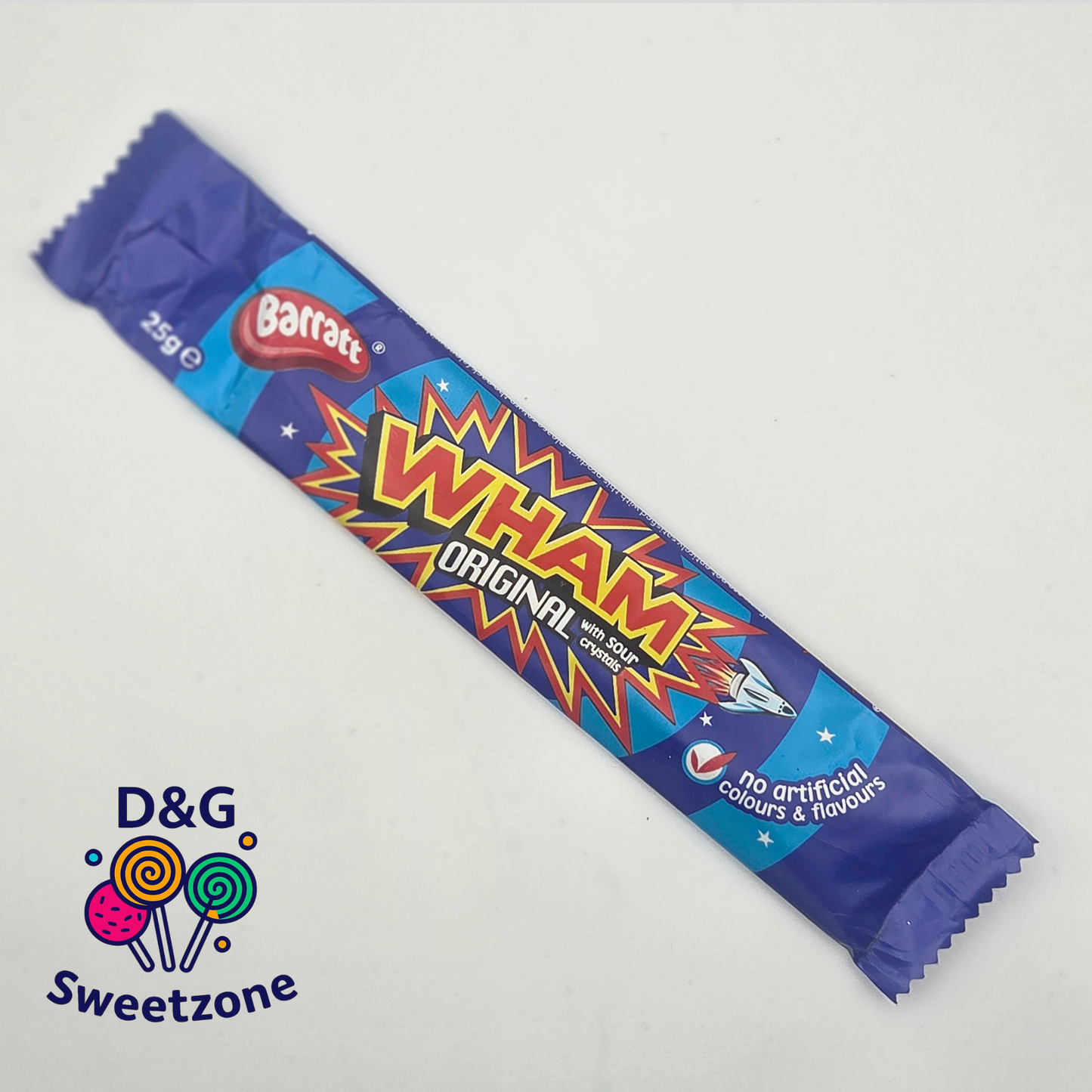 Wham Chew Bar 25g – sour raspberry flavour chew bar at D&G Sweetzone, Stirling