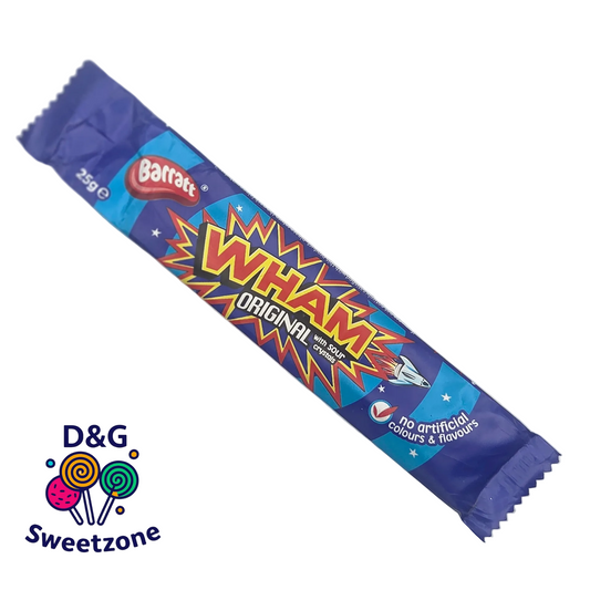 Wham Chew Bar 25g – sour raspberry flavour chew bar at D&G Sweetzone, Stirling