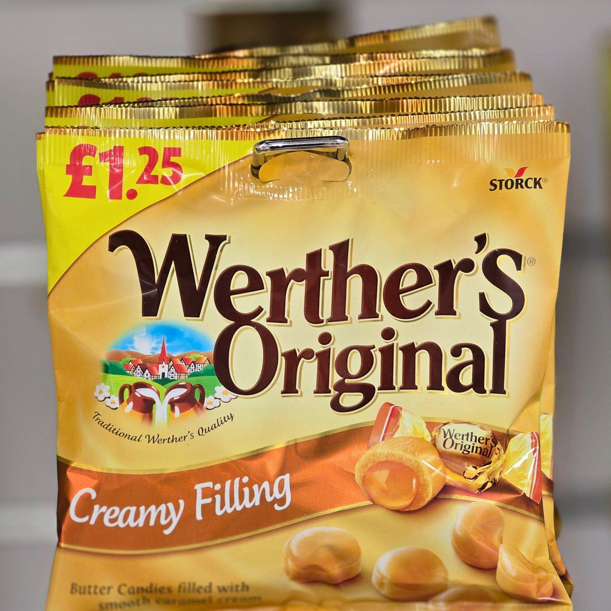 Werther's Original Creamy Filling 110g - Buttery caramel sweets with a smooth, creamy centre.