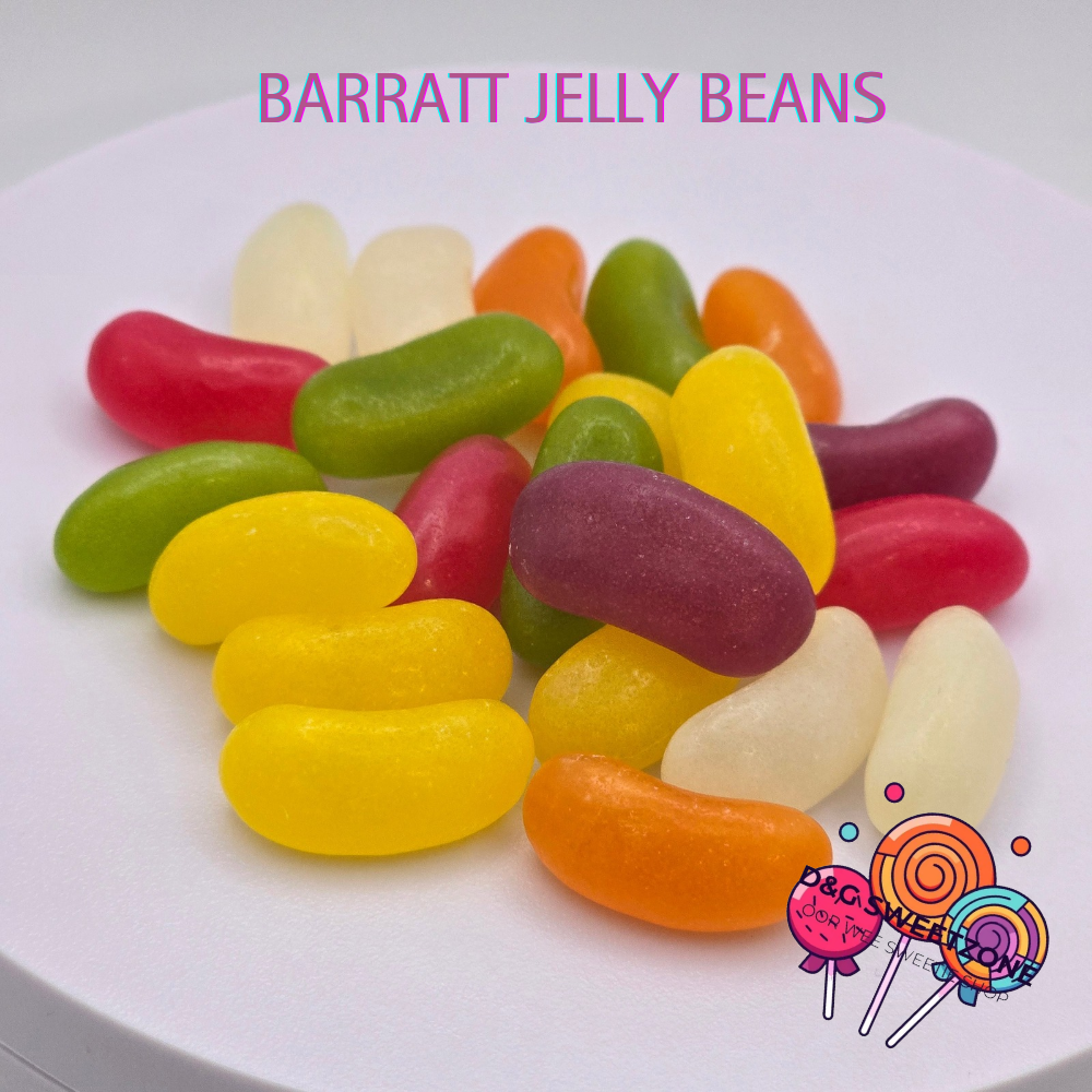 Barratt Jelly Beans – Colourful, fruit-flavoured jelly sweets with a crispy shell and chewy centre.