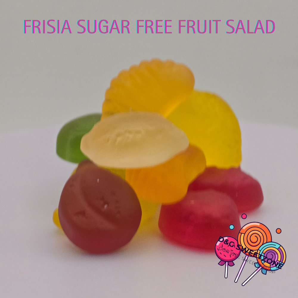 Frisia Sugar Free Fruit Salad – A vibrant mix of sugar-free gummy sweets bursting with fruity flavour and fun shapes.