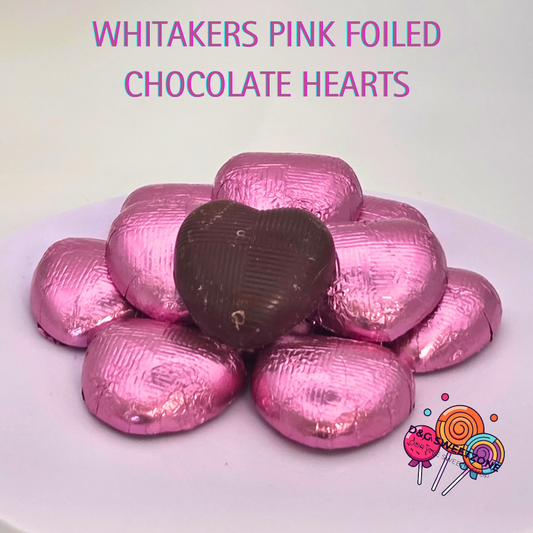 Whitakers Pink Foiled Chocolate Hearts