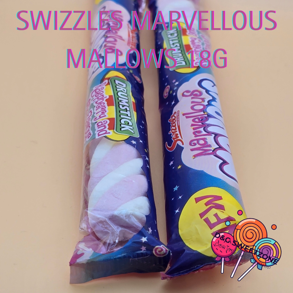 Swizzles Marvellous Mallows 18g - Raspberry and milk-flavoured marshmallows with a nostalgic Drumstick twist.