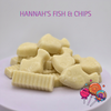 Hannah's Fish & Chips – Cream-flavoured candy shaped like fish and crinkle-cut chips.