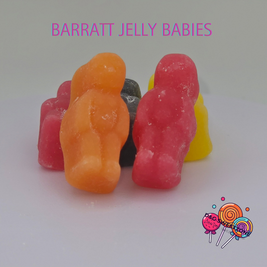 Barratt Jelly Babies - Juicy fruit-flavoured gummy sweets coated in sugar.