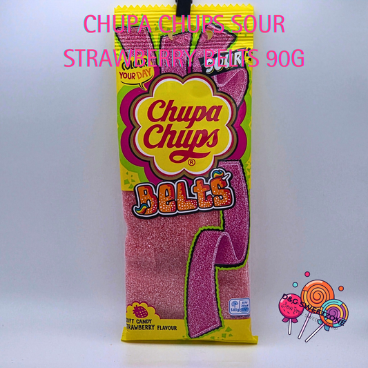 Chupa Chups Sour Strawberry Belts (90g)