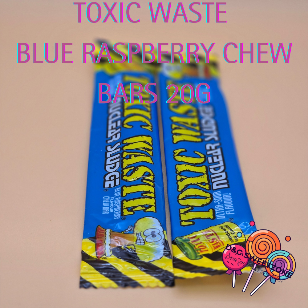 Toxic Waste Blue Raspberry Chew Bars 20g - Ultra-sour blue raspberry flavoured chew bar.