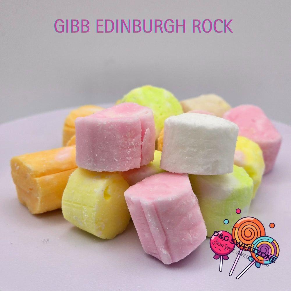 Gibb Edinburgh Rock – Soft & crumbly fruit flavour sweets made to a traditional recipe.