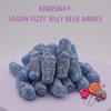 Kingsway Vegan Jelly Blue Babies – Sour blue raspberry-flavoured jelly sweets shaped like baby figures.