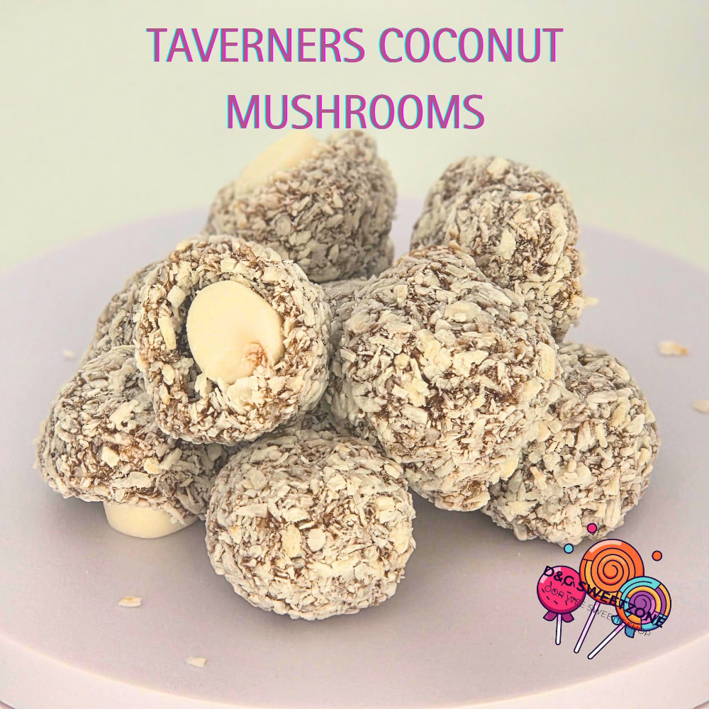 Taverners Coconut Mushrooms - Chewy, Coconut-Covered Retro Favourites