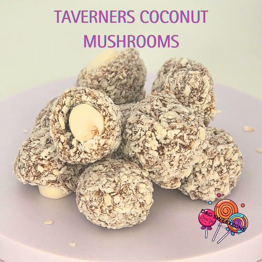 Taverners Coconut Mushrooms - Chewy, Coconut-Covered Retro Favourites