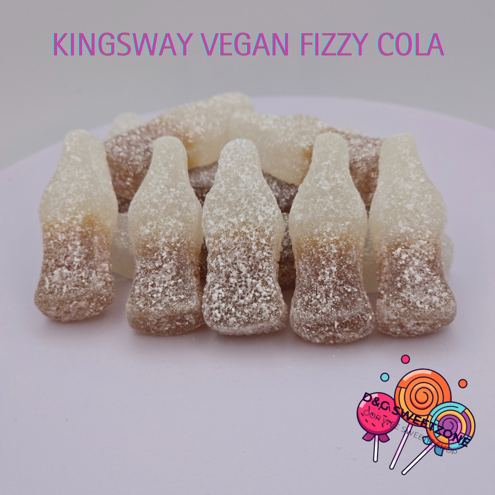 Kingsway Vegan Fizzy Cola Bottles – Classic cola-flavoured jelly sweets with a fizzy twist.