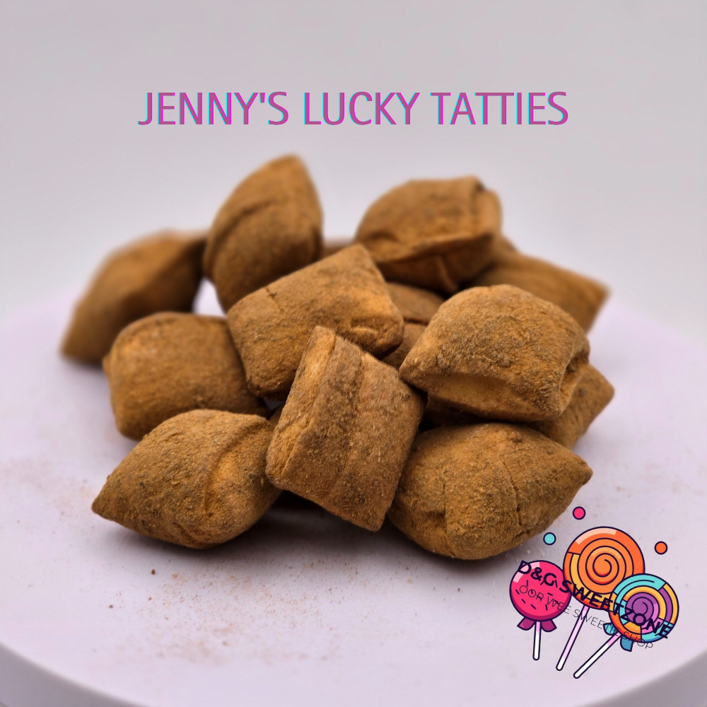 Jenny's Lucky Tatties – Traditional Scottish fondant sweets dusted with warming ground cinnamon.